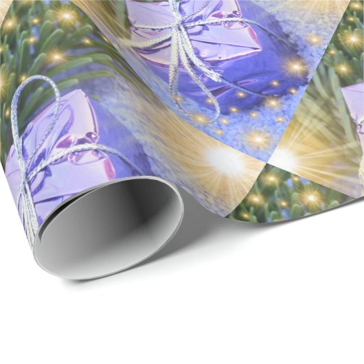 cadeau bleu, unique, papier d'enveloppement brilla (Coin rond)