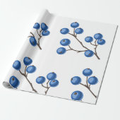 Cadeau Bleuets Frais Sur Un Papier D'Enveloppement De Bra (Déroulé)