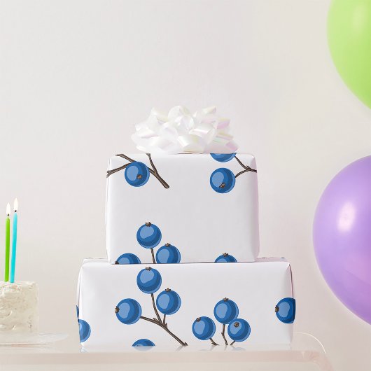 Cadeau Bleuets Frais Sur Un Papier D'Enveloppement De Bra