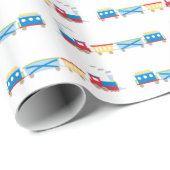 Cadeau Bleus de papier d'enveloppement de train (Coin rond)
