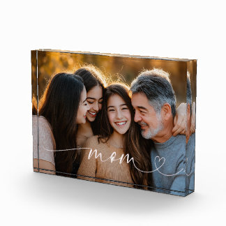 Cadeau Bloc Acrylique Photo de Coeur de Scénario d