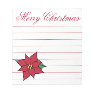Cadeau bloc-notes de Noël poinsettia pour les cour
