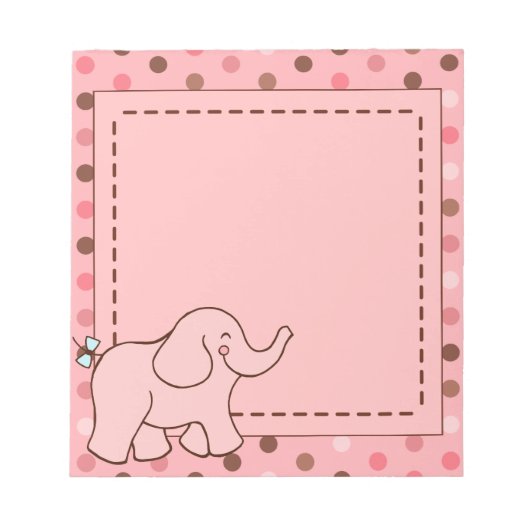 Cadeau bloc-notes éléphant bébé rose mignon (Devant)