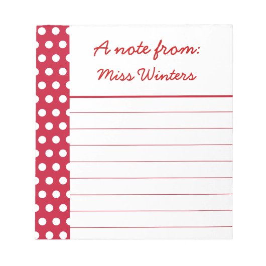 Cadeau Bloc-Notes Personnalisé Points Rouges de l' (Devant)