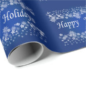 Cadeau Blue Shining Stars Happy Holiday Wrapper Papier (Coin rond)