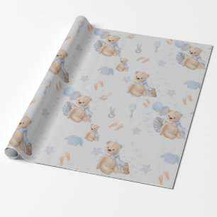 Cadeau Boho bébé ours en peluche Papier d'enveloppement