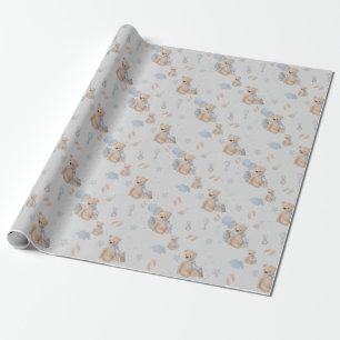 Cadeau Boho bébé ours en peluche Papier d'enveloppement