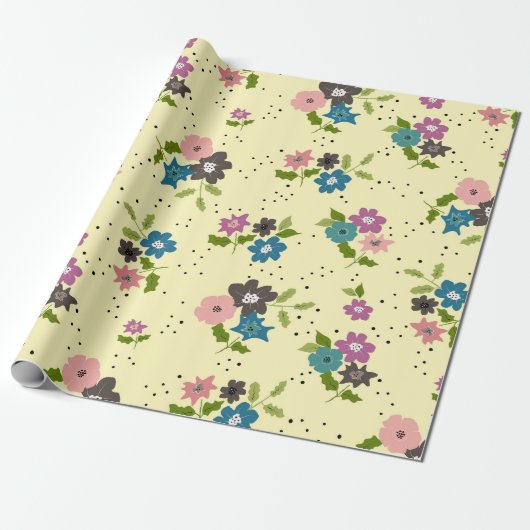 Cadeau Boho Flower Clusters Enveloppement Papier (Déroulé)