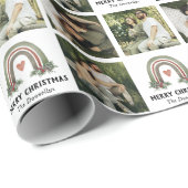 Cadeau Boho Rainbow Photo Collage Papier d'enveloppement (Coin rond)