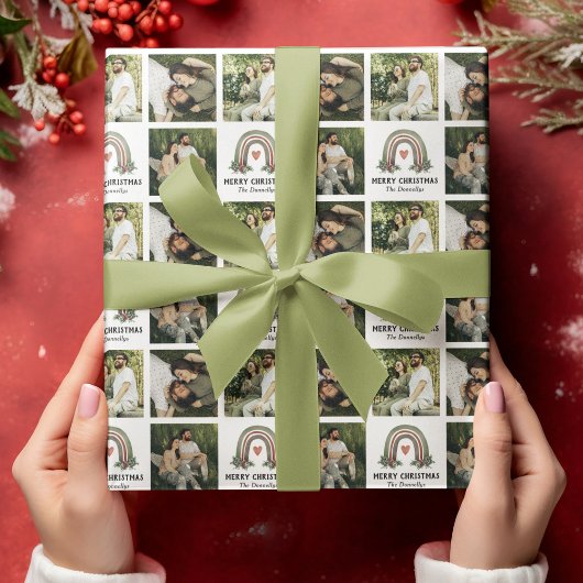 Cadeau Boho Rainbow Photo Collage Papier d'enveloppement