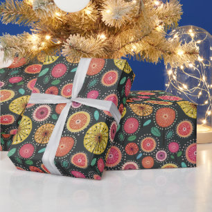 Cadeau Boho Scandi fleur folk motif papier d'enveloppemen