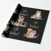 Cadeau Bois Animaux Black Oh Baby Wrapper Papier (Déroulé)