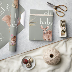 Cadeau Bois Animaux Sage Oh Baby Wrapper Papier