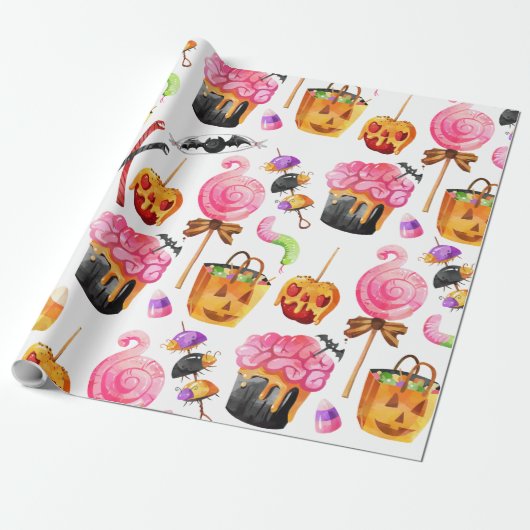 Cadeau Bonbons d'Halloween Papier à enveloppement Éffraya (Déroulé)