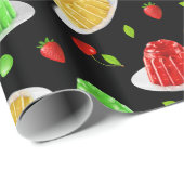 Cadeau Bonjour Jello Wrapping Papier - sur noir (Coin rond)