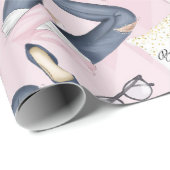 Cadeau Boss Babe, Girl Power Wrapper Papier (Coin rond)