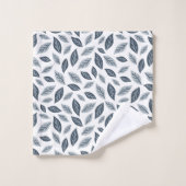 Cadeau botanique de feuilles grises et bleu marine (Gant de toilette)