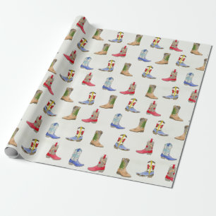 Cadeau Botte de cowboy d'hiver papier d'enveloppement