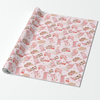 Cadeau Botte de cowboy rose enveloppant du papier