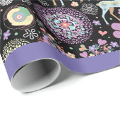 Cadeau Boucles rétro et papier d'enrobage de lavande (Coin rond)