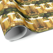 Cadeau Bougies d'or Papier d'enveloppement de Noël (Coin rond)