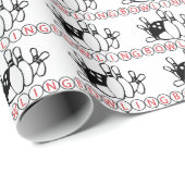 Cadeau Boule de Bowling et broches papier d'emballage mot (Coin rond)