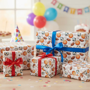 Cadeau Boule de sport papier - Basketball, Football, un