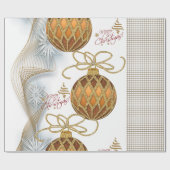 Cadeau Boules d'or en papier d'enveloppement de Noël (Plat)