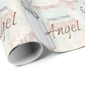 Cadeau Bouteille bébé Papier à Baby shower doux Angel (Coin rond)