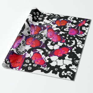 Cadeau BOUTEILLES ET papier d'enveloppement en LACE NOIRE