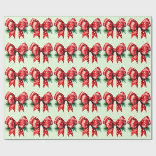 Cadeau Bow rouge avec papier à enveloppement vert creux