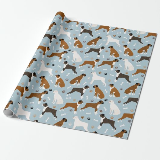 Cadeau Boxer Chien Bones et pattes d'enveloppement papier (Déroulé)