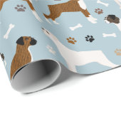 Cadeau Boxer Chien Bones et pattes d'enveloppement papier (Coin rond)
