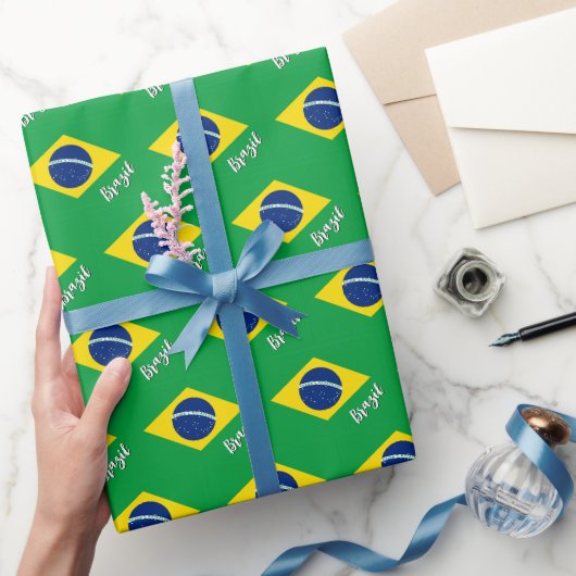 Cadeau Brésil Papier écorce, vert, drapeau brésilien (Cadeaux)