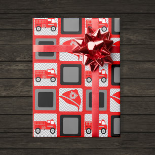 Cadeau Brick Red Firefighter Party Papier d'enveloppement