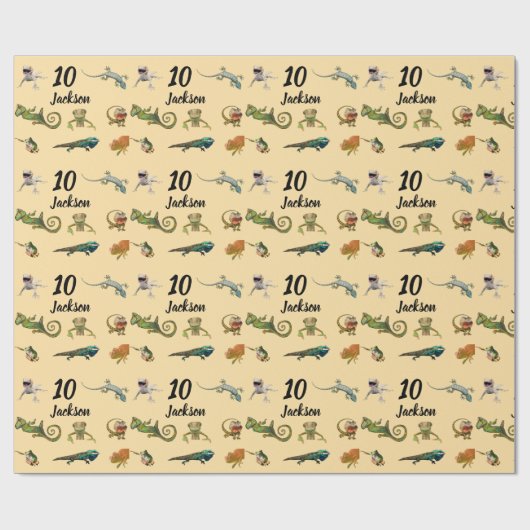 Cadeau Bright Fun Reptile Anniversaire Papier d'enveloppe (Plat)