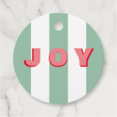 Cadeau Bright Striped Green Christmas 'Joy' étiquettes ca (Devant)
