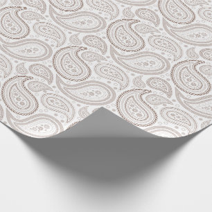 Cadeau Brun de Paisley sur le papier d'emballage blanc