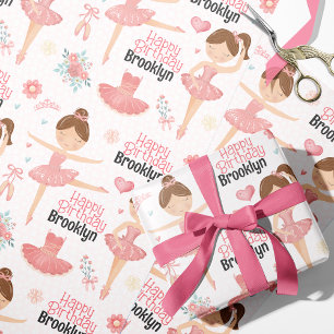 Cadeau Brunette Ballerina Papier d'enveloppement personna