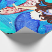 Cadeau brunette mermaid papier d'emballage (Coin)