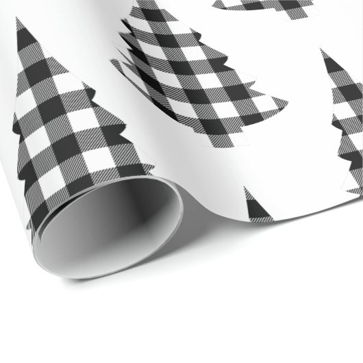 Cadeau Buffalo Check Pine Trees Rustic Wrapper Papier (Coin rond)