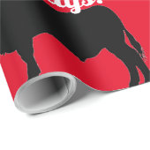 Cadeau Bulles d'Angus Noir sur papier à envelopper rouge (Coin rond)