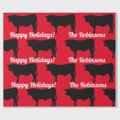 Cadeau Bulles d'Angus Noir sur papier à envelopper rouge (Plat)