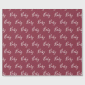 Cadeau Burgundy Bébé Script Élégant papier enveloppant bé (Plat)