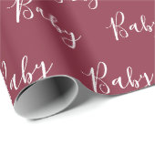 Cadeau Burgundy Bébé Script Élégant papier enveloppant bé (Coin rond)