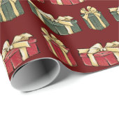 Cadeau Cadeaux de Noël rouges et verts Papier d'enveloppe (Coin rond)