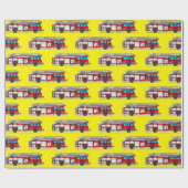Cadeau Camion-feu rouge, papier d'enveloppement jaune (Plat)