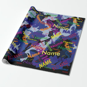 Cadeau Camo Bleu Ajouter Nom Papier d'enlèvement personn