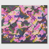 Cadeau Camo rose Ajouter un nom Papier d'enveloppement pe (Plat)