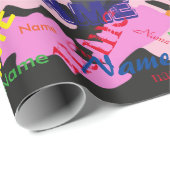 Cadeau Camo rose Ajouter un nom Papier d'enveloppement pe (Coin rond)